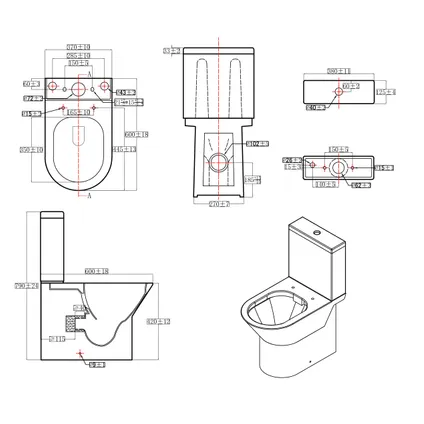 Aquazuro Livenza Toilette duobloc avec cuvette sans bride - blanc – Image 3