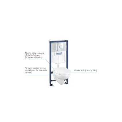 Grohe Solido Pack WC suspendu avec cuvette sans bride Geo - blanc – Image 6